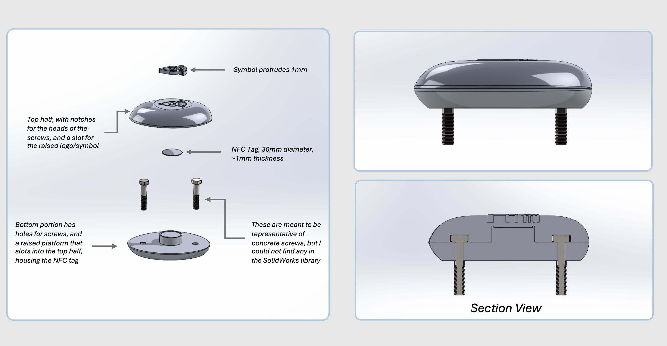 Pebble SolidWorks exploded view